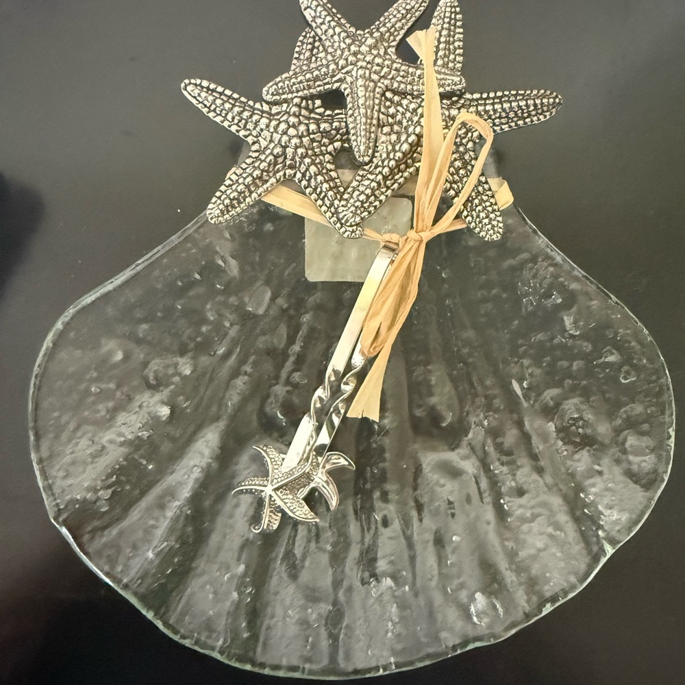 Pier 1 Silver Starfish Glass Plate
